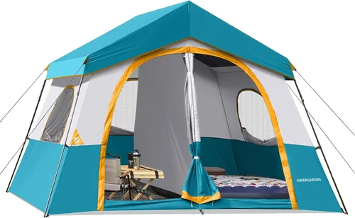 Miniatura 16 de HIKERGARDEN - Tienda de campaña para 6 a 8 personas, tienda de campaña familiar portátil para campamento, tienda de campaña de tela resistente al