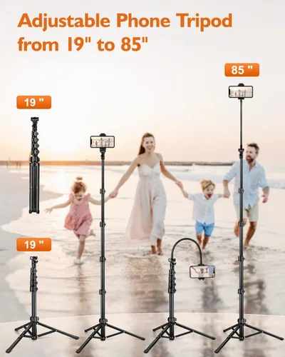 Miniatura 4 de Trípode para teléfono, trípode de 85 pulgadas de alto para iPhone con control remoto, cuello de cisne y soporte para teléfono, soporte para teléfono