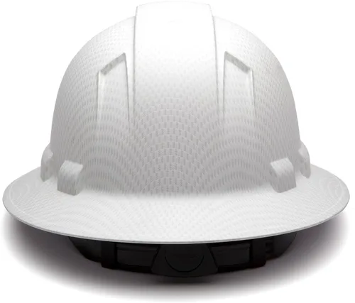 Miniatura 4 de Pyramex Ridgeline - Casco duro de ala completa con trinquete de 4 puntos, patrón de grafito blanco mate