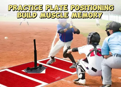 Miniatura 9 de Alfombrilla de Bateo de Béisbol y Sóftbol – Base de Goma Antideslizante de 6 x 4 pies, Home Plate con Caja del Bateador, Diseño Plegable de 12