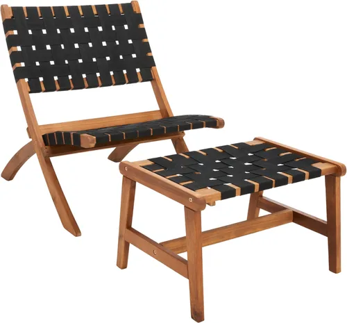 Miniatura 7 de SAFAVIEH Outdoor Collection Darryl - Juego de 5 piezas para patio tejido natural/negro Natura/Negro