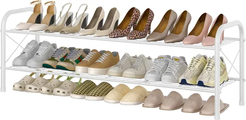 Miniatura 11 de Hoctieon Zapatero de 2 niveles para armario, zapatero de malla duradera, estante de zapatos de entrada, organizador de almacenamiento de zapatos
