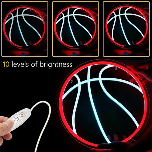 Miniatura 2 de Letrero de neón de baloncesto, luz LED de neón regulable de 12 pulgadas, alimentada por USB, decoración de pared de neón deportiva estética