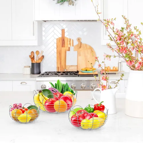 Miniatura 5 de Simple Houseware - Cesta colgante moderna para frutas de 3 niveles, cromado Cromo