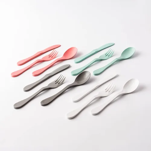 Miniatura 8 de KNORK Eco - Juego de cubiertos reutilizables de bambú a base de plantas (tenedor, cuchillo, cuchara)
