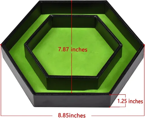 Miniatura 7 de DND - Bandeja de dados hexagonal 2 en 1, material de piel sintética, color verde, compatible con D&D, MTG, Dice Arena