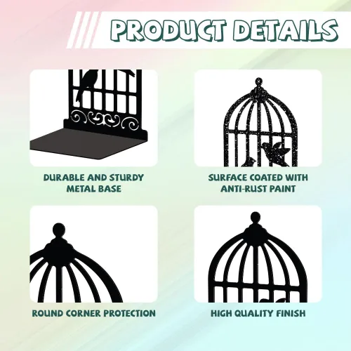Miniatura 3 de Peacoblue Sujetalibros de Metal para Estantes, Soporte Moderno Decorativo de Servicio Pesado para Libros de Estudio para Oficina, Escritorio