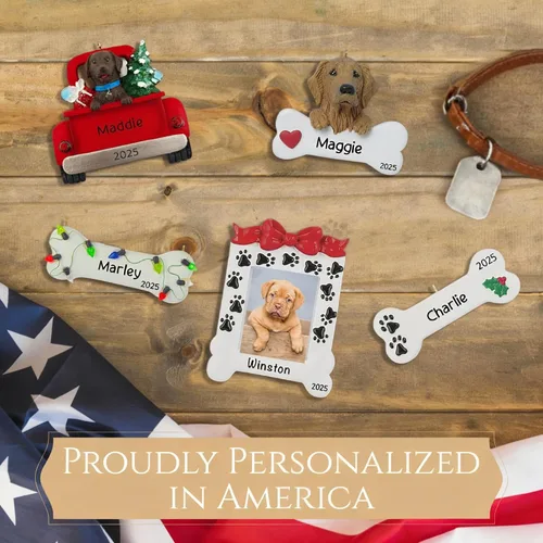 Miniatura 6 de Adorno personalizado de hueso de perro Doberman Pinscher 2025 Personalización gratuita las 24 horas Adornos de Navidad de la primera Navidad