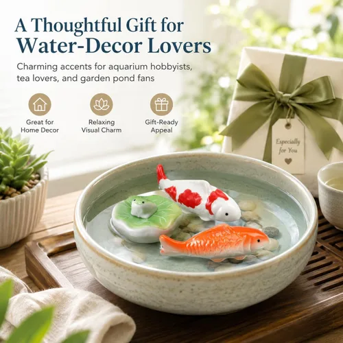 Miniatura 5 de Toddmomy Figuras flotantes de peces Koi, 3 piezas, adornos realistas de cerámica para acuario para peceras y estanques de jardín, accesorios
