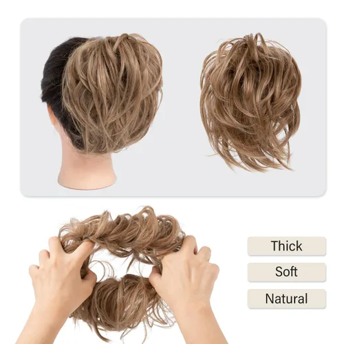 Miniatura 4 de SARLA Piezas de cabello desordenado moño extensiones de cabello sintético rizado updo coleteros falsos extensión de cola de caballo para mujeres 1