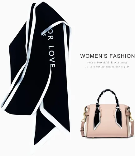 Miniatura 14 de Women's Designer Neckerchief Handbag Handle Ribbon Fashion Scarf Letter Printed Hair Tie