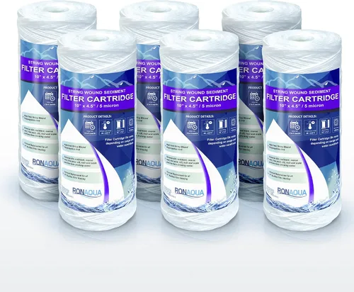 Cartucho de filtro de agua de sedimentos de 5 micras de alta capacidad para heridas de 10 x 4.5 pulgadas, elimina arena, suciedad, limo, óxido, vida