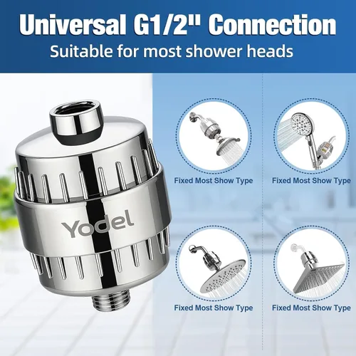 Miniatura 7 de Yodel Filtro de ducha para agua dura, filtro de cabezal de ducha de 25 etapas que elimina el cloro para el cabello y la piel, reduce la piel seca
