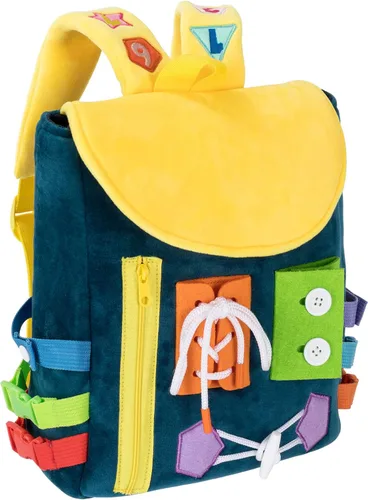 Miniatura 8 de Busy Board - Mochila para niños pequeños con hebillas y juguetes de actividades de aprendizaje, desarrolla habilidades motoras finas y habilidades