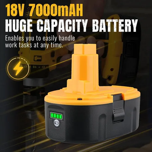 Miniatura 2 de Paquete de 2 baterías de iones de litio DC9096 7000mAh de alta capacidad para Dewalt 18 V batería DC9098 DC9099 DC9182 compatible con herramientas