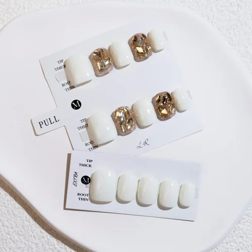 Miniatura 16 de LIGHT RAIN - Uñas a presión de longitud media, con diseño de galaxia Andromeda, uñas postizas de gel, reutilizables, de lujo, de siete capas