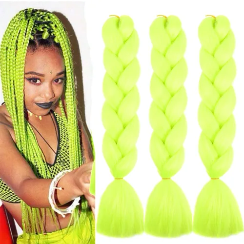 Miniatura 34 de Xiaofeng Extensiones de cabello trenzado coloridas Ombre de 61 cm, 3 unidades, trenzas Jumbo de alta temperatura para trenzas en zigzag y trenzas