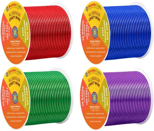 Miniatura 252 de Mandala Crafts - Alambre de aluminio anodizado de 8 calibre para hacer joyas - 9.75 m de alambre flexible negro colorido - Flexible para bonsái