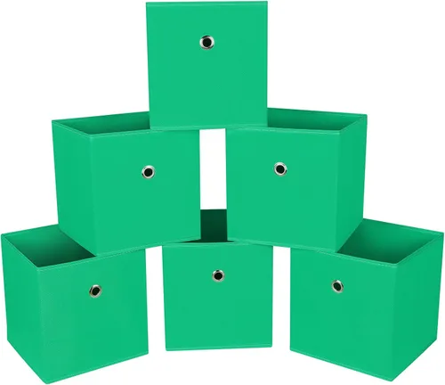 Miniatura 29 de Cubos de Almacenamiento Plegables Negros Contenedores, Cubos de Almacenamiento de Tela de 11 Pulgadas, Cajas de Almacenamiento de Tela, Cubos