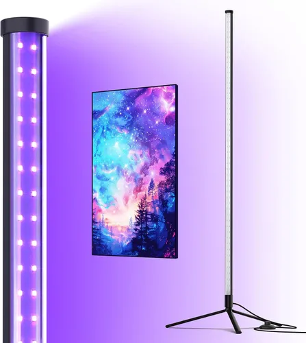 Barrina Barra de Luz Negra LED, Perfecta para Fiestas, Halloween, Accesorio de Luz Negra UV Vertical de Pie T10, 42W, 385-400nm, Altura de 4 Pies