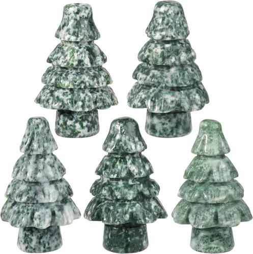 Miniatura 4 de Mini adorno de mesa de árbol de Navidad de mano de 1.97 pulgadas, decoración de escritorio para reiki de Navidad, cristal curativo Feng Shui, piedra