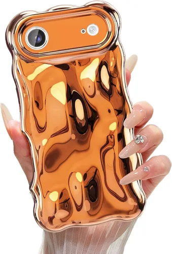 Miniatura 82 de XIZYO Funda para iPhone 13 de 6.1 pulgadas, bonito patrón de ondas, estético, 3D, rizado, ondulado, chapado en purpurina, para mujeres y niñas, Azul