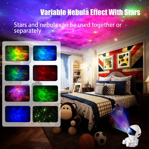 Miniatura 4 de Proyector de Galaxia Astronauta, Luz de Proyector de Estrellas, Luz Nocturna para Niños, Luz Nocturna de Techo de Estrellas de Nebulosa con Control