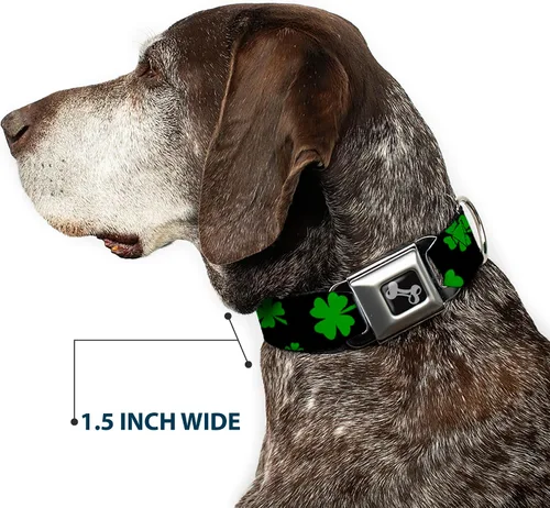 Miniatura 7 de Buckle-Down Collar de perro Hebilla de cinturón de seguridad St Pats Clovers Scattered2 Negro Verde Multicolor, DC-W34594-S, 1 pulgada de ancho - se