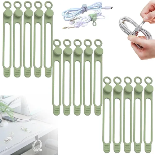 Miniatura 13 de Bridas de silicona para cables, organizador de cables de silicona, organizador de cables reutilizable, organizador de cables multiusos para viajes