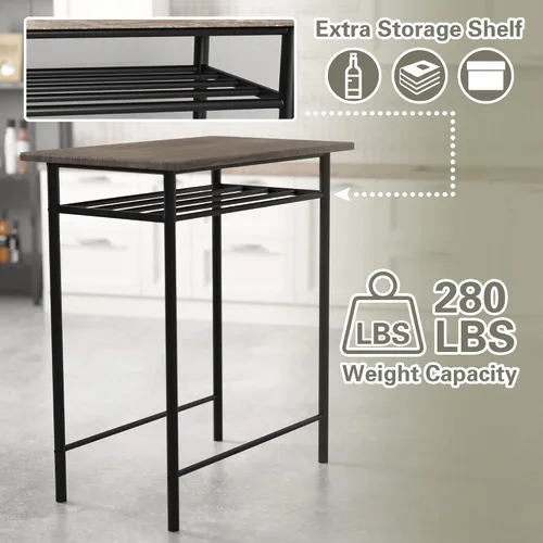Miniatura 6 de Weehom Mesa de bar con 2 taburetes de bar, juego de mesa de comedor de pub, mesa de altura de encimera de cocina con sillas de bar, juego de mesa