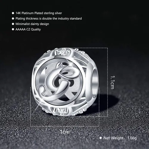 Miniatura 28 de FOREVER QUEEN - Dije con letra inicial de la A a la Z, para pulsera y collar, de plata de ley 925 con cuentas de circonita cúbica, joyería de regalo