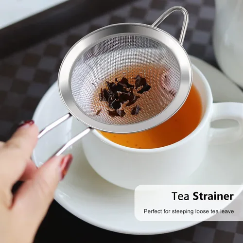 Miniatura 6 de D Colador de malla fina, tamiz de acero inoxidable con asa, colador de metal pequeño para té suelto, jugo, bebida, hierbas, mini tamiz para harina