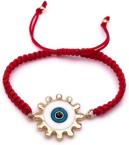 Miniatura 4 de LESLIE BOULES Pulsera tejida de cuerda roja de mal de ojo para mujer, joyería artesanal, Cristal