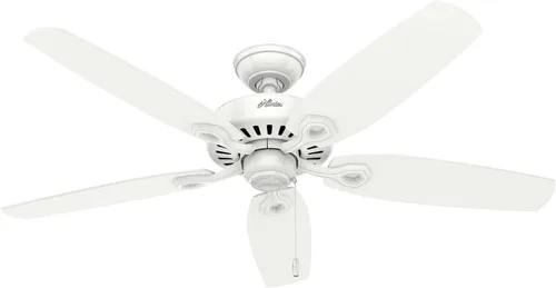 Miniatura 14 de Hunter 53091 Ventilador de techo de 5 aspas con una sola luz Builder Deluxe, con aspas de cerezo brasileño/roble barnizado, y plafón ribeteado