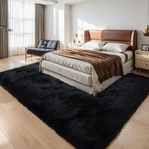 Miniatura 18 de KCHOWUA Alfombras Esponjosas y Peludas de Unicornio para Dormitorio de Niñas, 3x5 pies Lavable Antideslizante Alfombra de Área Shag Peluda para Sala