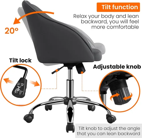 Miniatura 6 de Yaheetech Silla de oficina de altura ajustable con respaldo medio, giratoria, grande, silla de escritorio, silla de computadora con ruedas