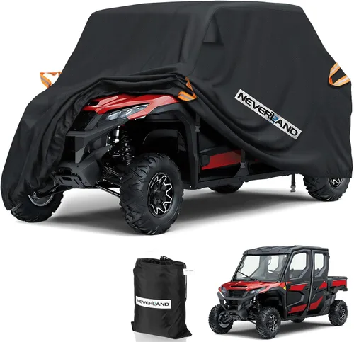 NEVERLAND Funda UTV Impermeable de Tela Oxford de Denier para Polaris RZR Yamaha Can-Am Defender Kawasaki Ranger, para 4-6 Pasajeros, Color Negro