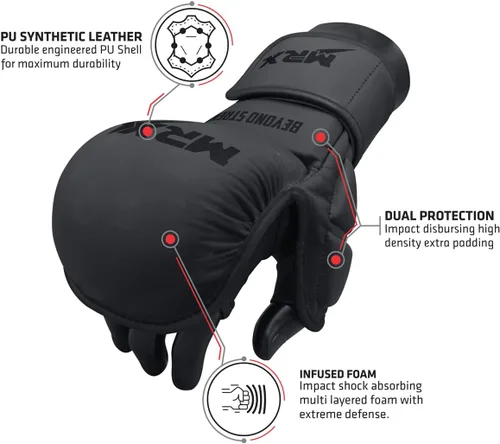 Miniatura 2 de MRX MMA - Guantes de agarre de protección profesional, 7 onzas, Muay Thai, entrenamiento, kickboxing, boxeo, boxeo, boxeo, boxeo, boxeo, boxeo