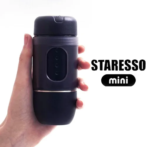 Miniatura 2 de STARESSO Cafetera de viaje, mini cafetera de café expreso portátil, máquina de espresso manual extra pequeña 2 en 1 compatible con cápsulas NS