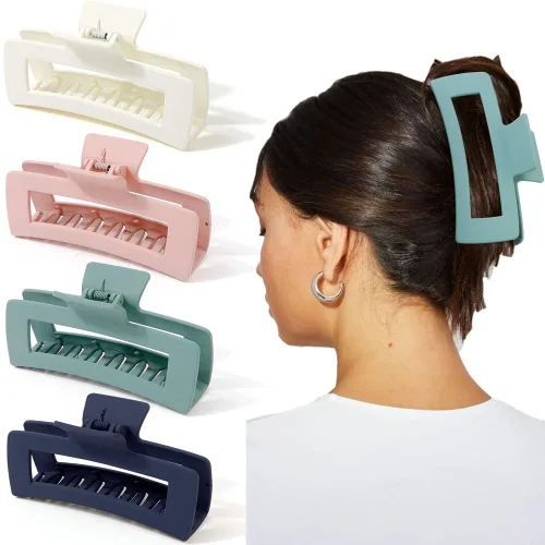 Miniatura 8 de Ahoney Pinzas de pelo negras extra grandes de 5 pulgadas (4 piezas) - Pinzas gigantes para cabello largo grueso, agarre fuerte, clips de plátano