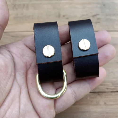Miniatura 11 de Paquete de 2 protectores de cinturón de cuero + 1 llavero con hebillas de latón macizo, protectores de cinturón de cuero para hombres y mujeres