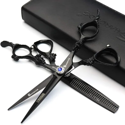 Miniatura 5 de Juego de tijeras de peluquería de 6/7 pulgadas para peluquería, tijeras para el cabello, herramientas de peinado (5.5 tijeras planas)