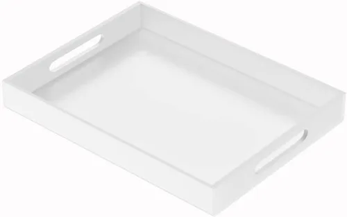 Miniatura 9 de NIUBEE Bandeja acrílica para servir de 12 x 12 pulgadas -a prueba de derrames- bandeja organizadora decorativa para mesa de café otomana y encimera