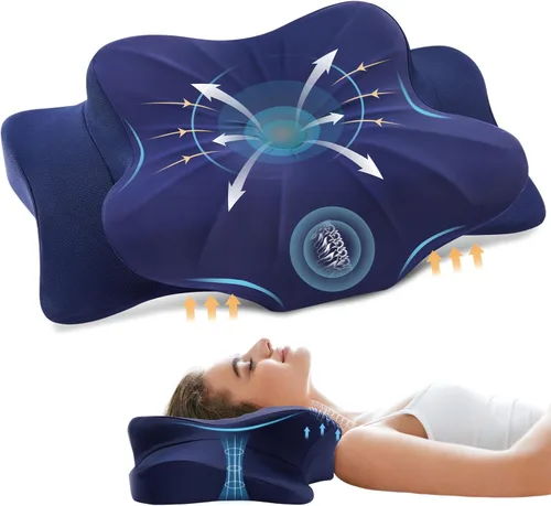 Miniatura 8 de Almohada Cervical para Alivio del Dolor de Cuello - Almohada Ortopédica Ergonómica Refrescante de Doble Cara con Funda de Almohada de Seda de Hielo