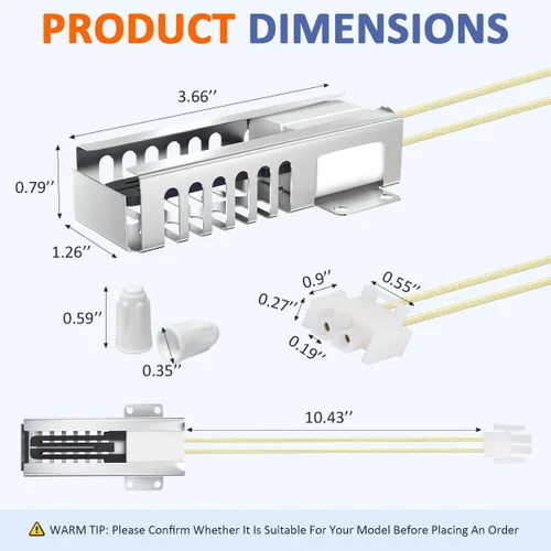 Miniatura 2 de 74007498 Range Gas Oven Encendedor para Whirlpool, Horno de repuesto Horno de encendido plano Igniter Reemplazo 7432P075-60 66578002700 AP4096256
