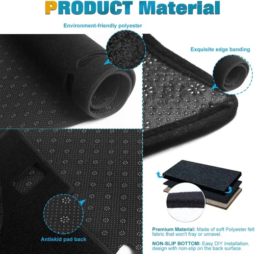 Miniatura 3 de x xotic tech Alfombrilla para consola central para tablero de instrumentos precortada, antideslizante, protector solar y deslumbramiento, cubierta