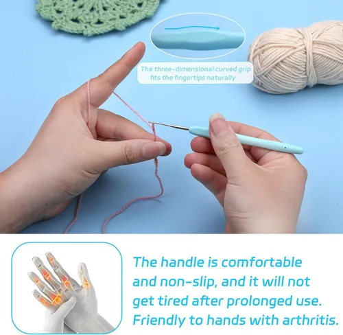 Miniatura 4 de Gancho de ganchillo de 0,5 mm, mango ergonómico para manos con artritis, agujas de tejer extra largas para principiantes y lana para ganchillo