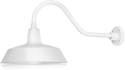 Miniatura 37 de 14 pulgadas. RLM Warehouse - Pantalla con brazo de cuello de cisne y bombilla Led A19 5000K de 9W Galvanizado (paquete de 2)