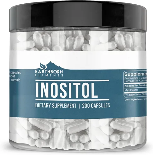 Earthborn Elements Inositol 200 cápsulas, puro y sin diluir, sin aditivos