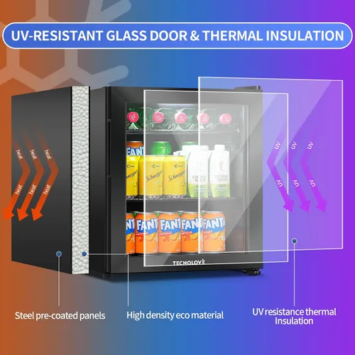 Miniatura 5 de Refrigerador de Bebidas, Mini Refrigerador, Independiente, 1.6 Pies Cúbicos se Enfría Hasta 32 ℉, Acero Inoxidable, Pantalla Táctil LED Control